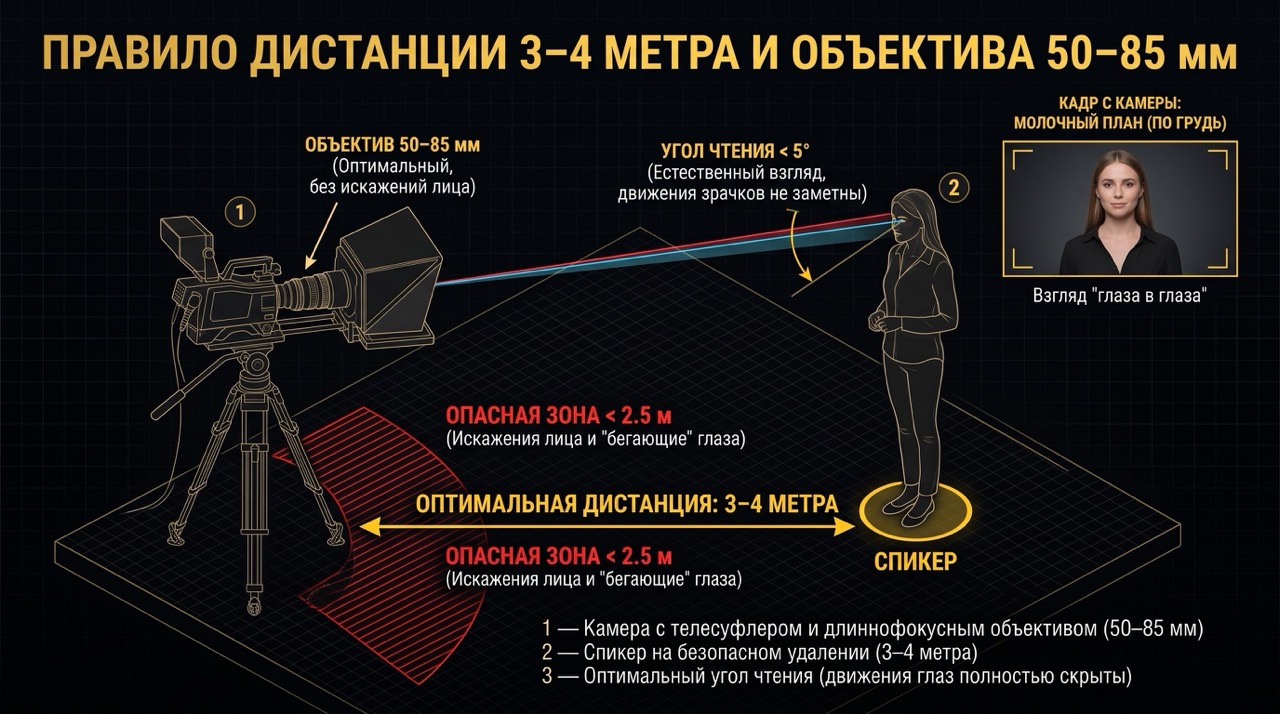 Оптическая схема работы кварцевого стекла для телесуфлера