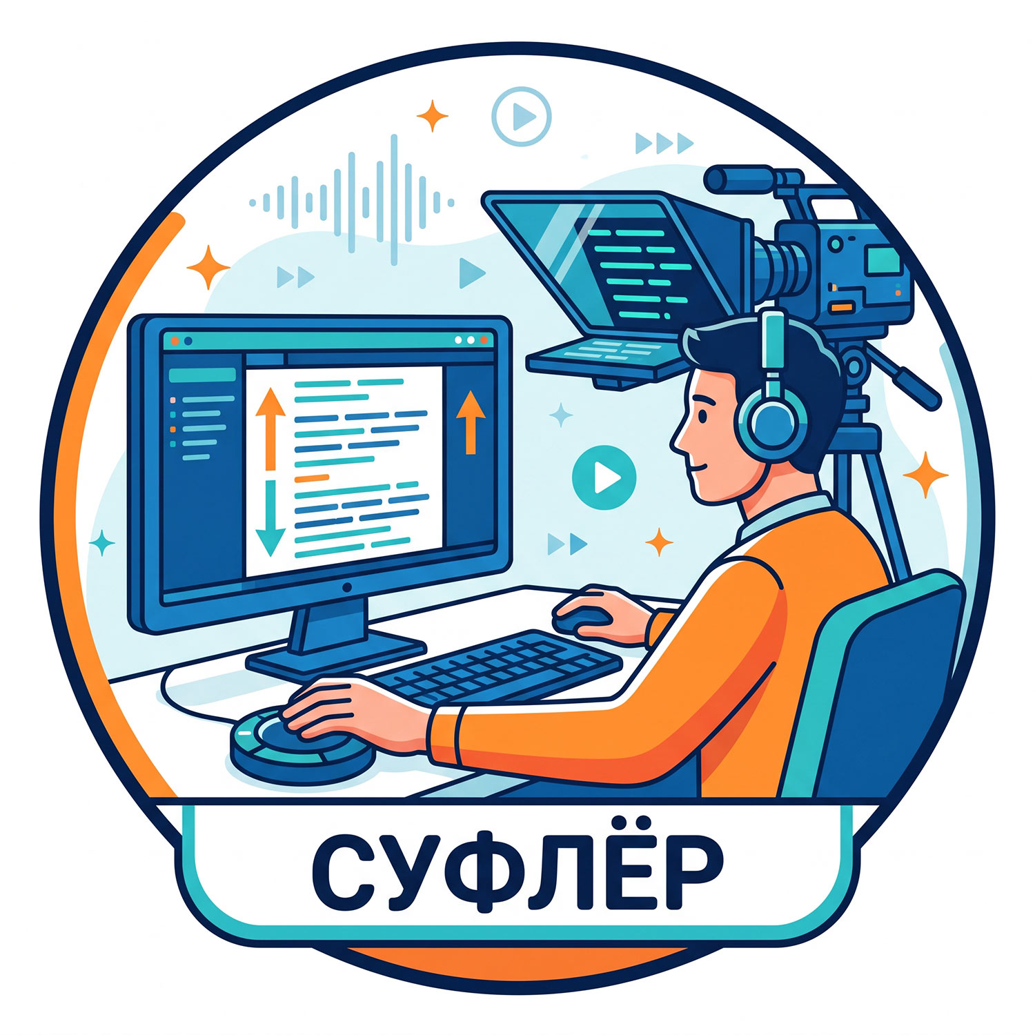 Профессиональный оператор управляет текстом на телесуфлере с помощью специального пульта-контроллера ShuttlePRO
